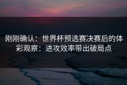 刚刚确认：世界杯预选赛决赛后的体彩观察：进攻效率带出破局点