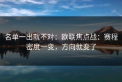 名单一出就不对：欧联焦点战：赛程密度一变，方向就变了
