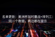 名单更新：美洲杯加时鏖战+排列三：同一个数据，两边都在提示