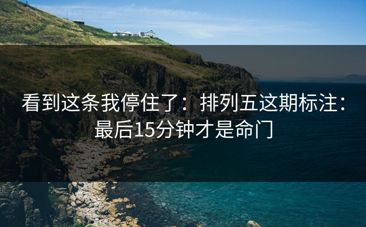 看到这条我停住了：排列五这期标注：最后15分钟才是命门