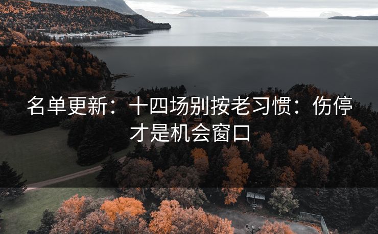 名单更新:十四场别按老习惯:伤停才是机会窗口 名单更新:十四场别按老习惯:伤停才是机会窗口