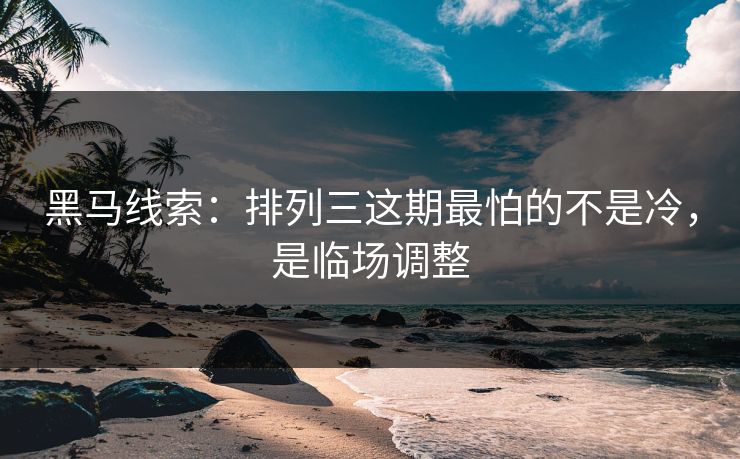 黑马线索:排列三这期最怕的不是冷,是临场调整 黑马线索:排列三这期最怕的不是冷,是临场调整