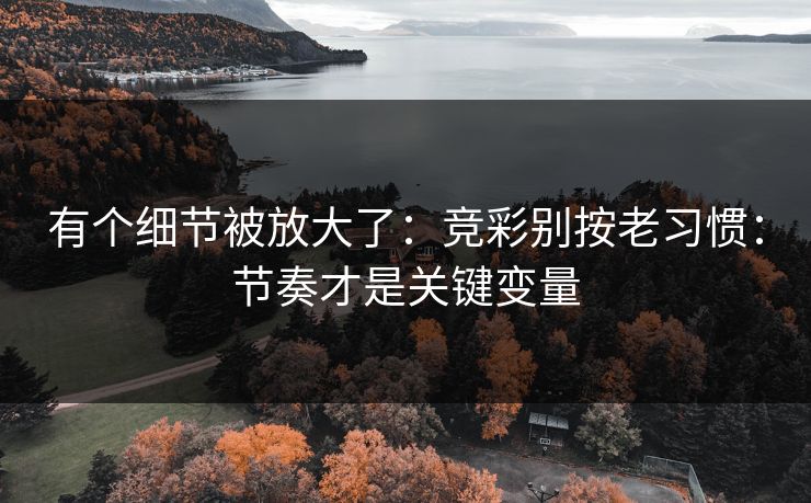 有个细节被放大了：竞彩别按老习惯：节奏才是关键变量